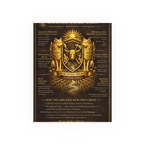 Mythic Crest Art Poster — Golden Ancestral Coat of Arms Print