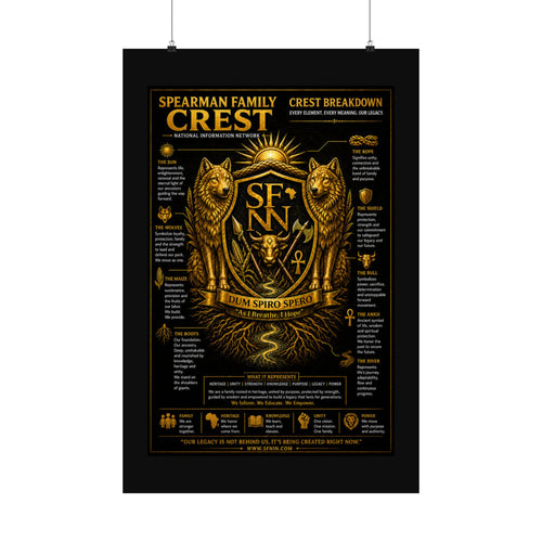 Family Crest Poster — Personalized Spearman Crest Breakdown Matte Vertical Poster