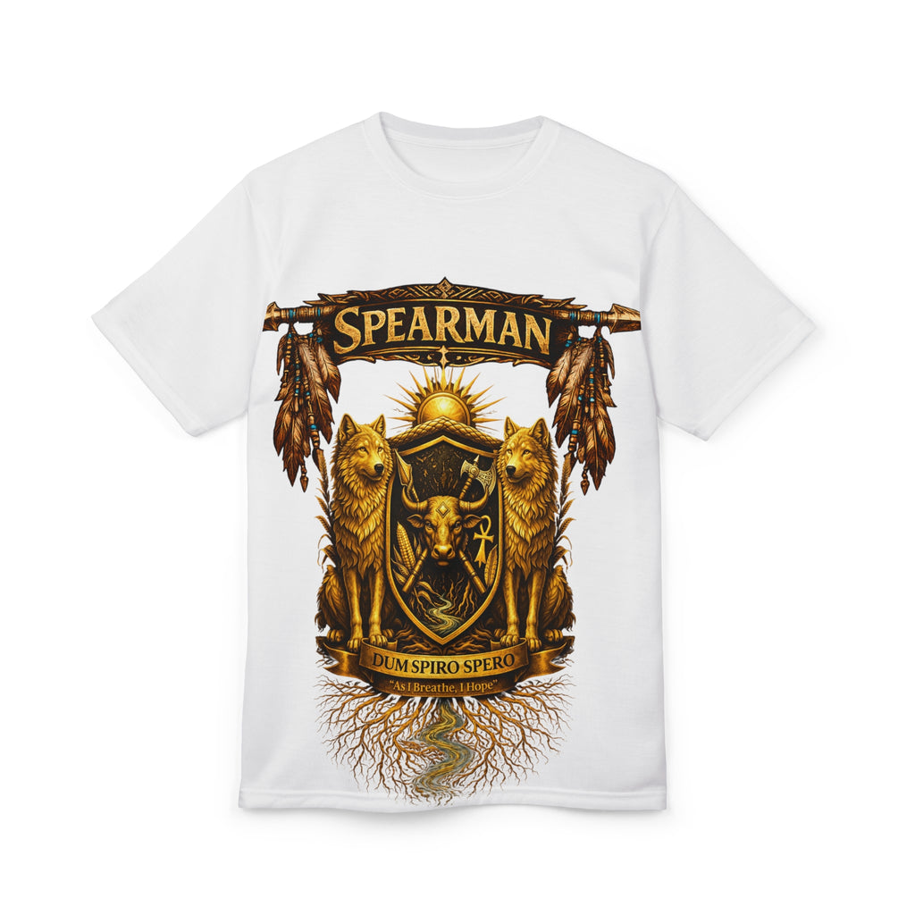 Spearman Family Crest Tee — Latin 'Dum Spiro Spero' Shield Graphic