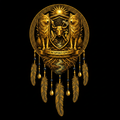 Spearman Crest in Circle with Feathers