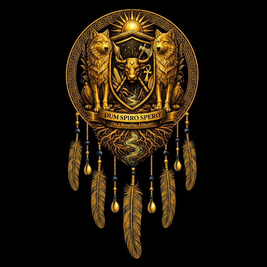 Spearman Crest in Circle with Feathers